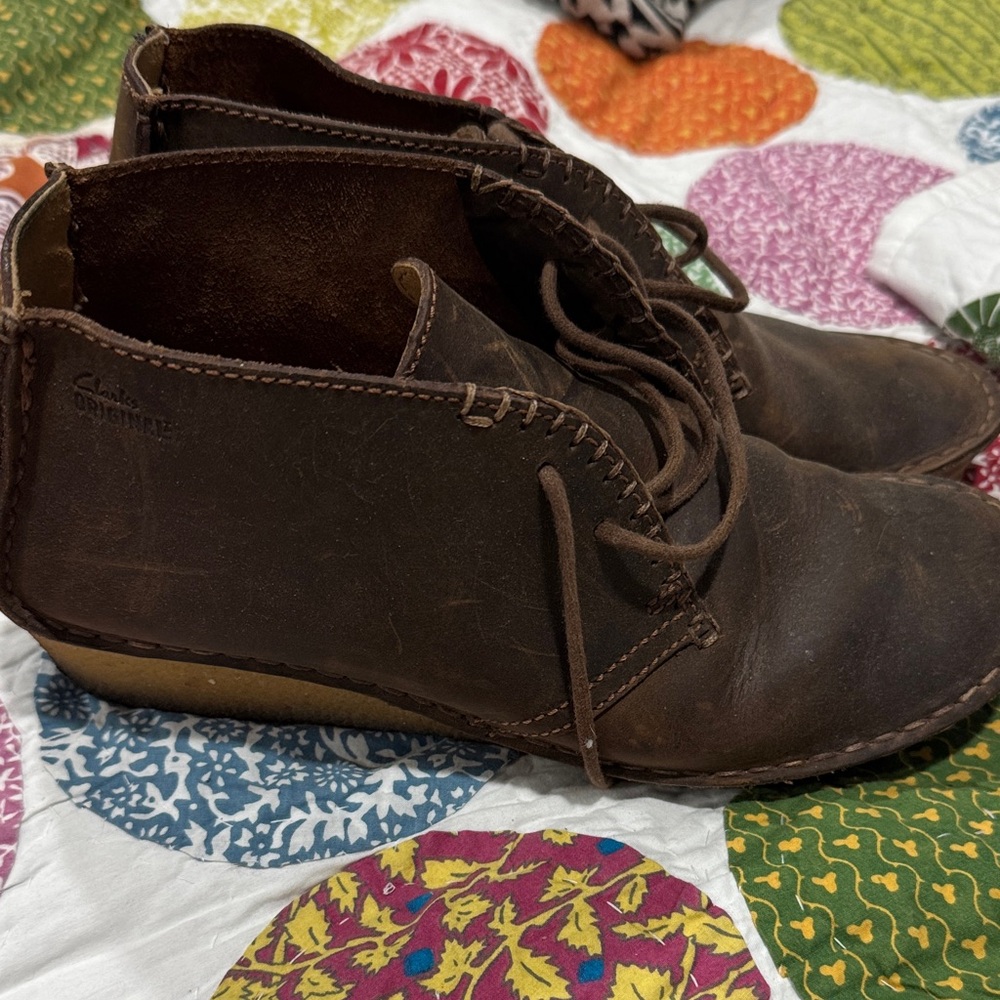 Clarks Dark Brown Leather Lace-Up Boots